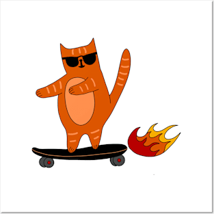 Skater Cat Posters and Art